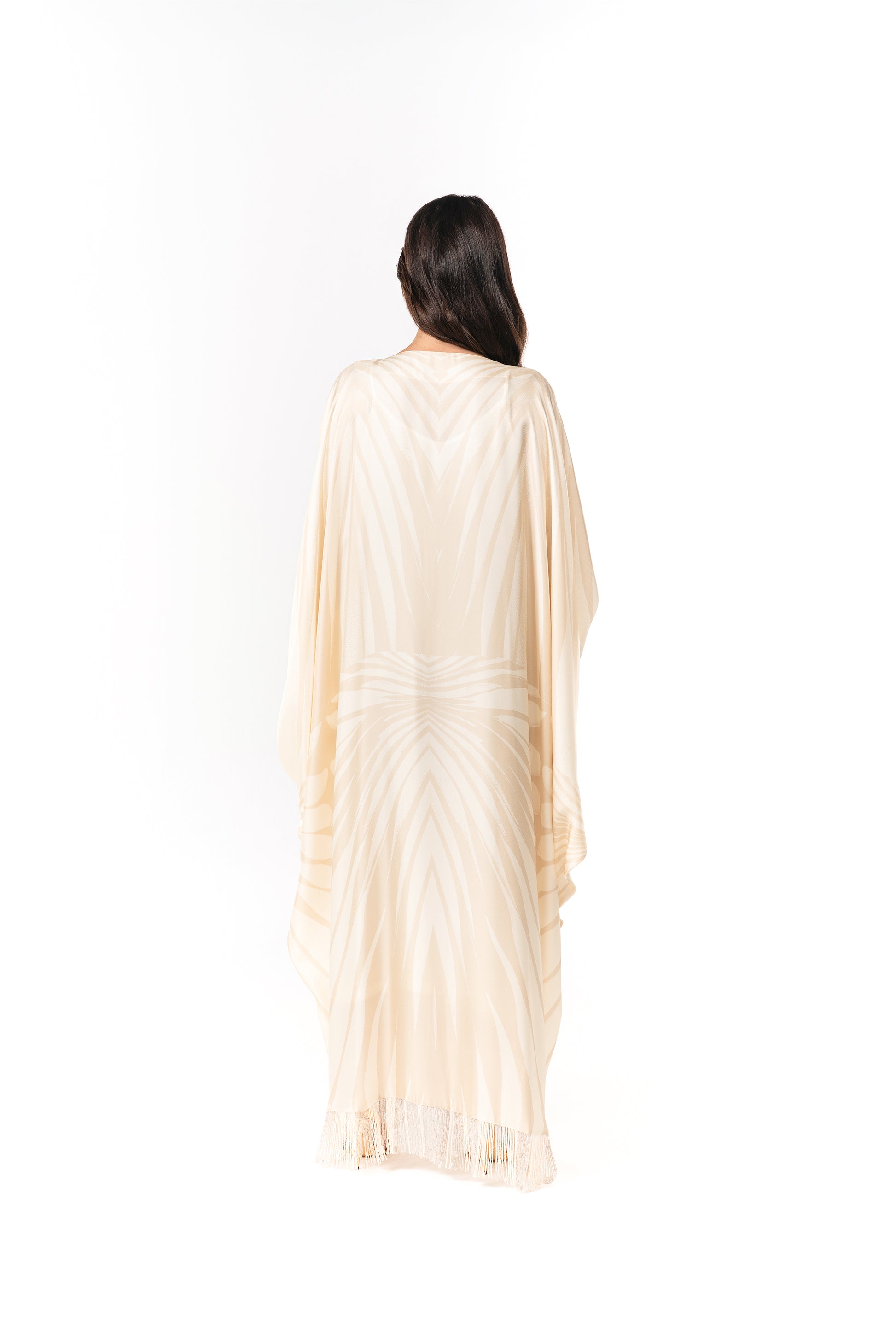 Roberto Cavalli Italian Original Ivory Glow Twill Silk Caftan