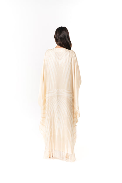 Roberto Cavalli Italian Original Ivory Glow Twill Silk Caftan