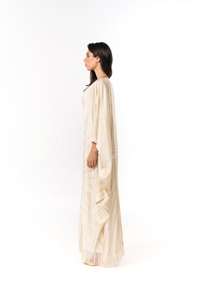 Roberto Cavalli Italian Original Ivory Glow Twill Silk Caftan
