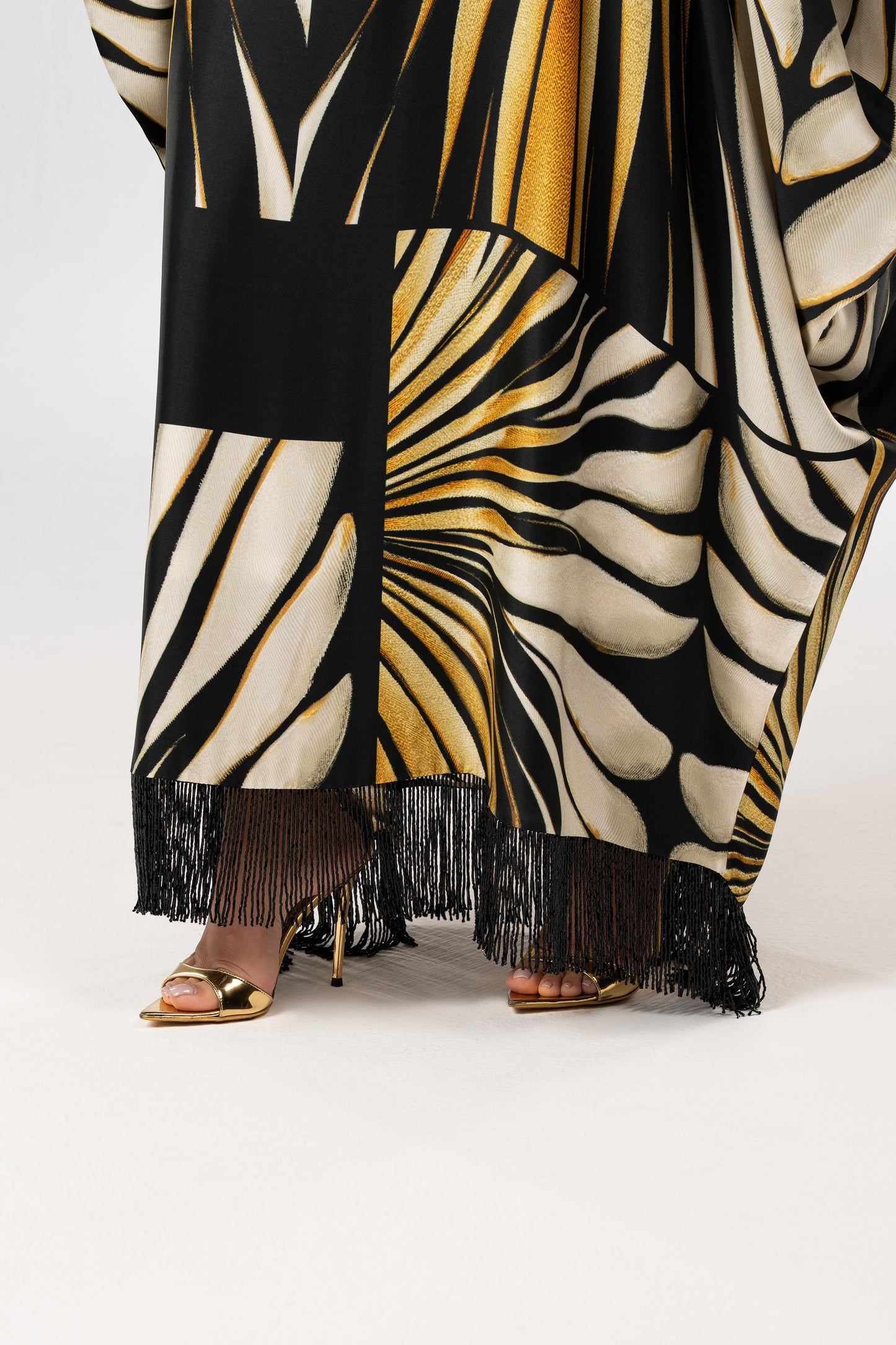 Roberto Cavalli Original Italian Twill Silk Caftan – Limited Edition Handmade crystals