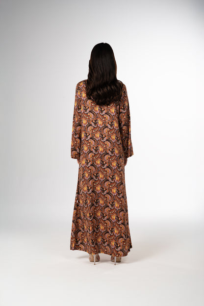 Royal Paisley Caftan in Italian Satin Fine Bead Embroidery back