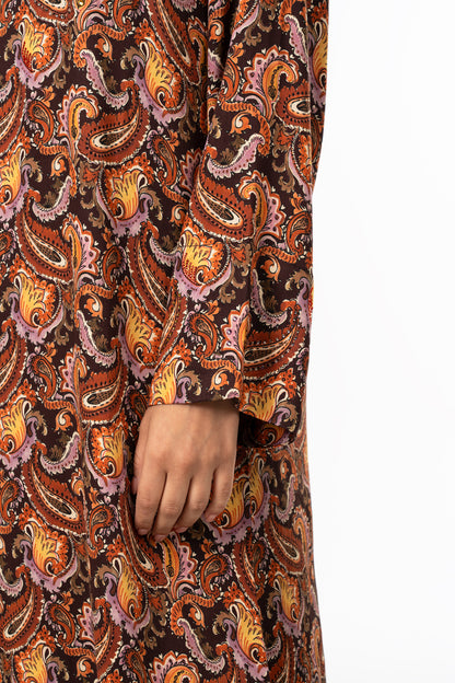 Royal Paisley Caftan in Italian Satin Fine Bead Embroidery close up 2