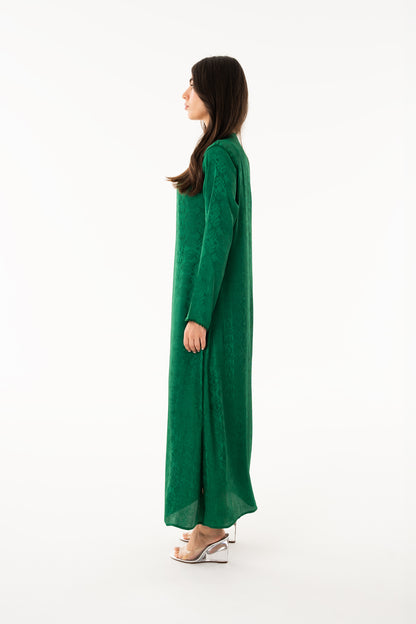Emerald Green Handmade Caftan with Iridescent Beads - House of Caftan