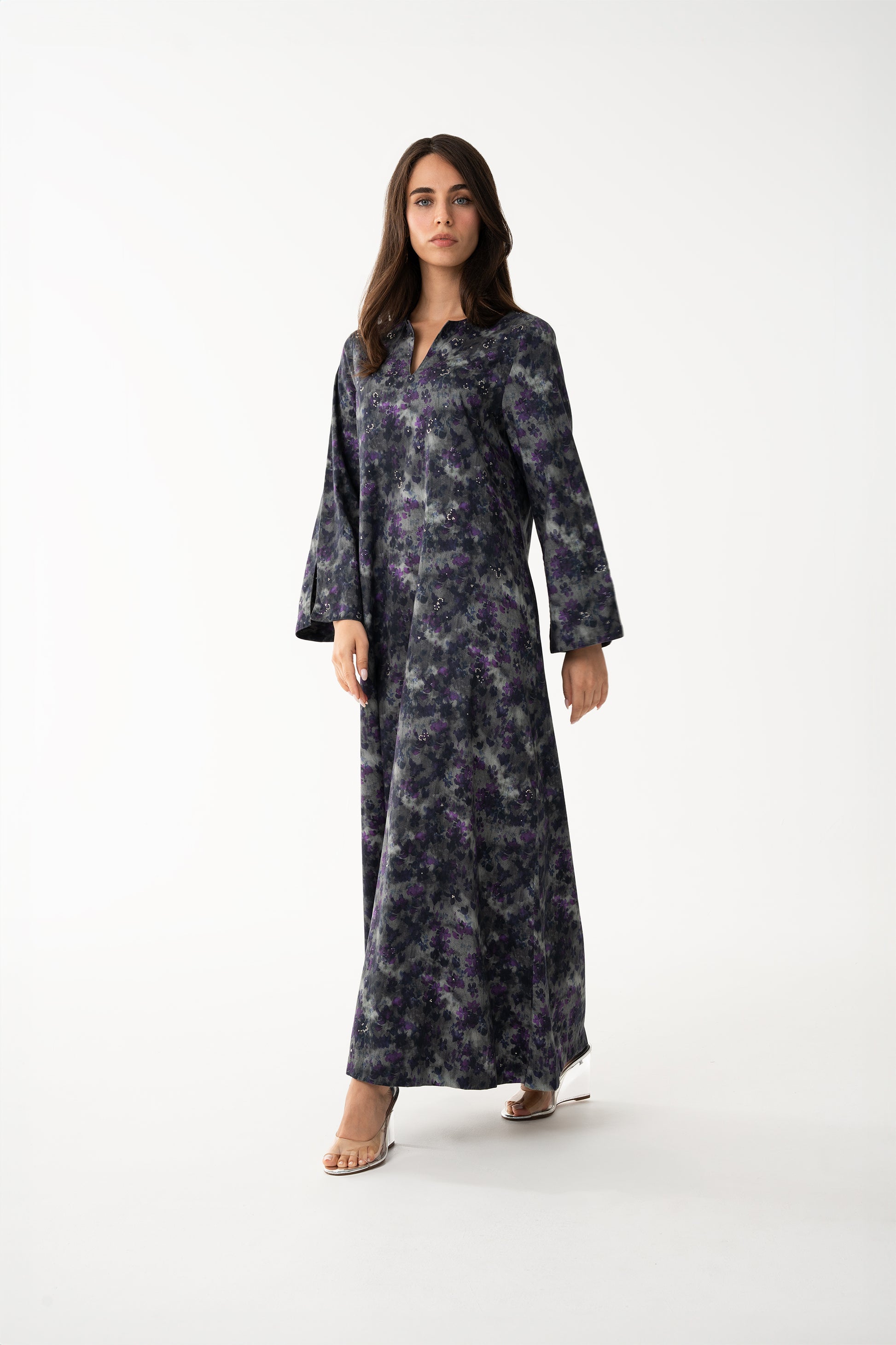 Grey Italian Cotton Jalabia - House of Caftan