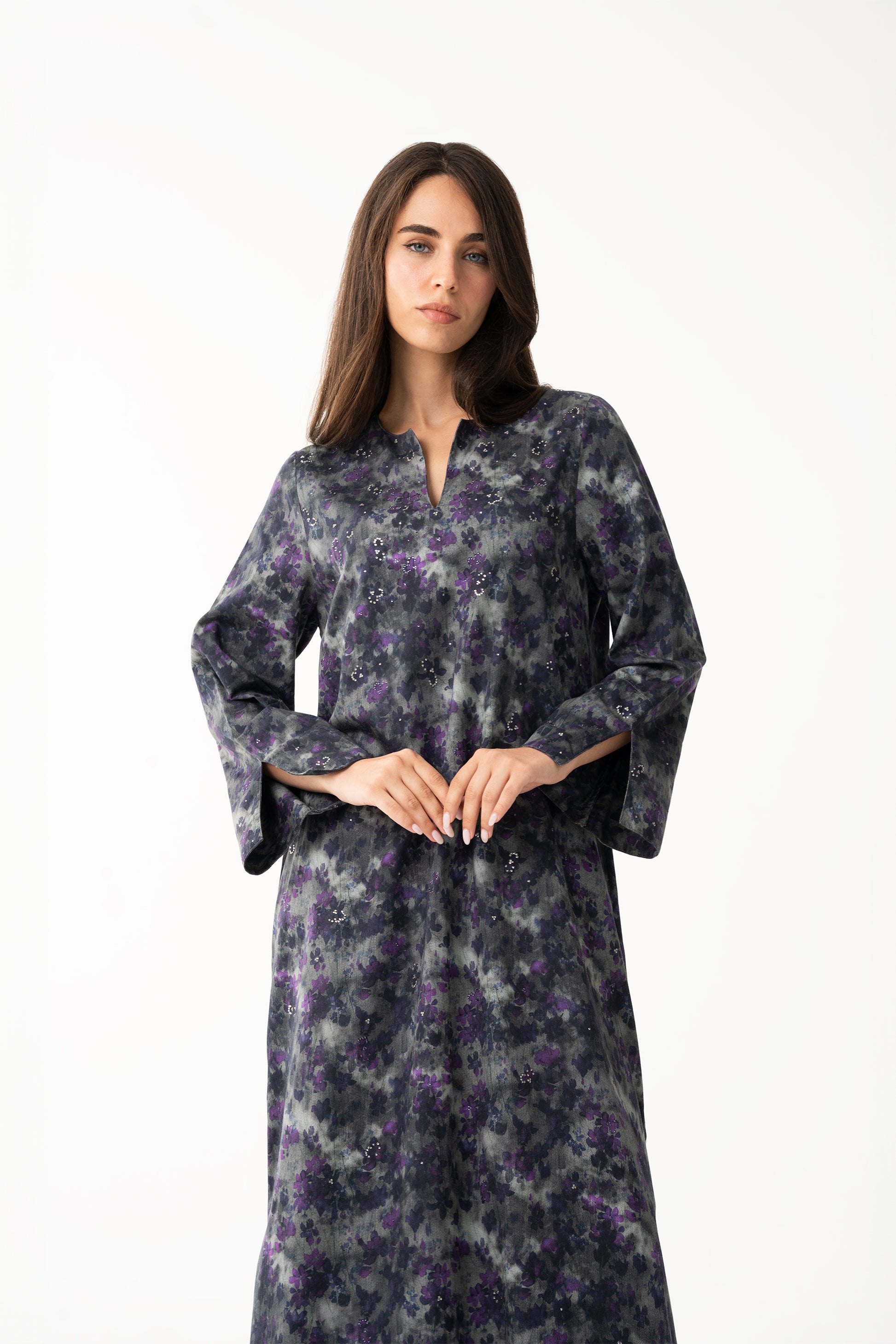 Grey Italian Cotton Jalabia - House of Caftan