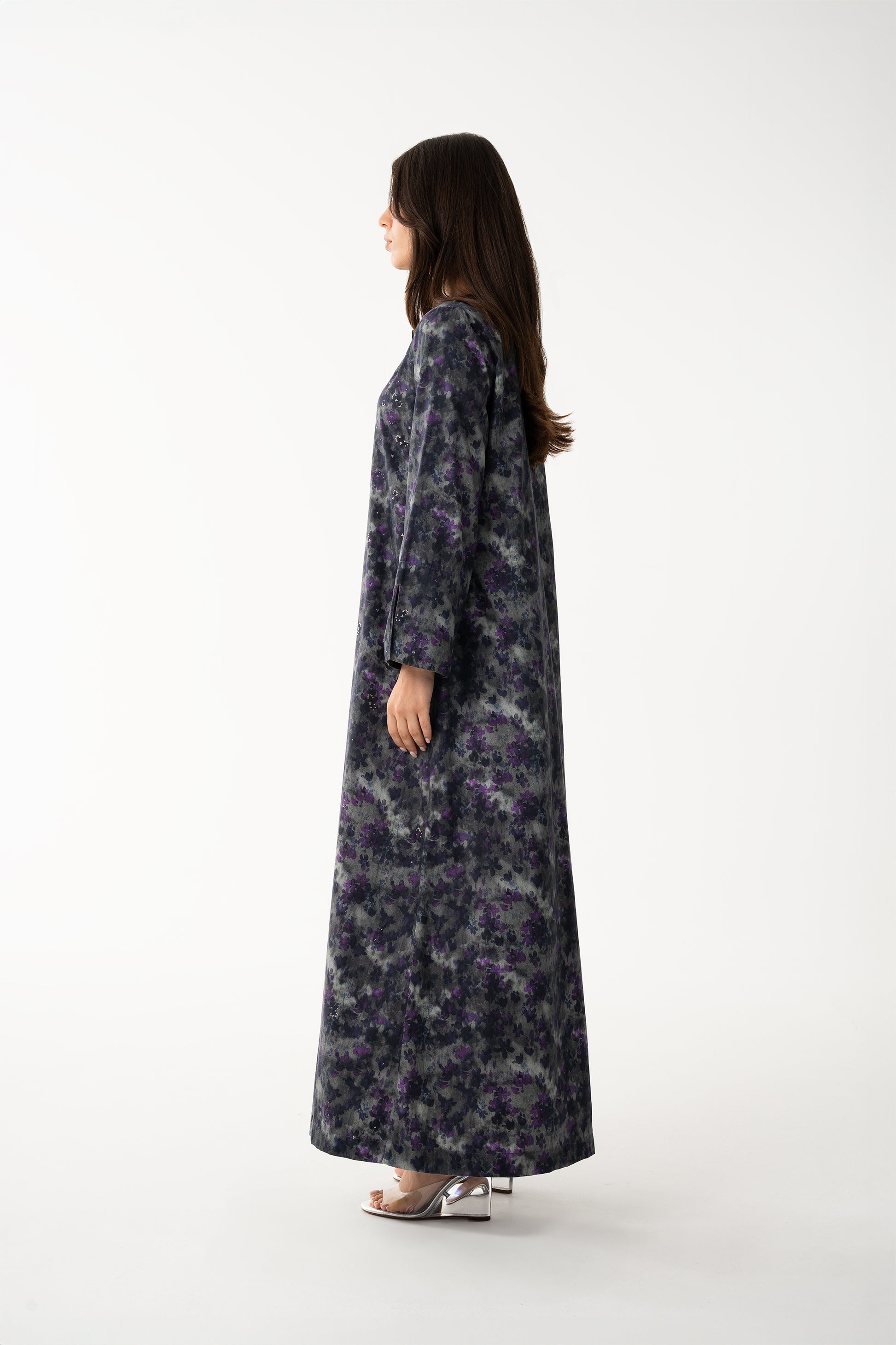 Grey Italian Cotton Jalabia - House of Caftan
