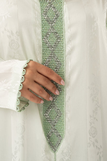 Jade Green Caftan with Jade Green Beads - House of Caftan