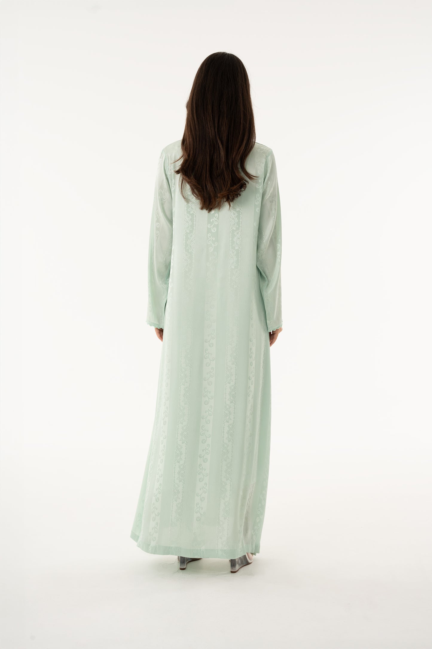Mint Green Caftan with Mint Green Beads - House of Caftan