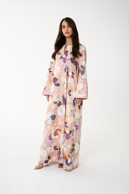Peach Italian Cotton Jalabia - House of Caftan