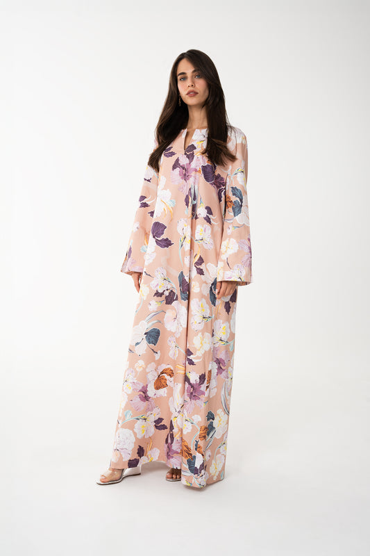 Peach Italian Cotton Jalabia - House of Caftan
