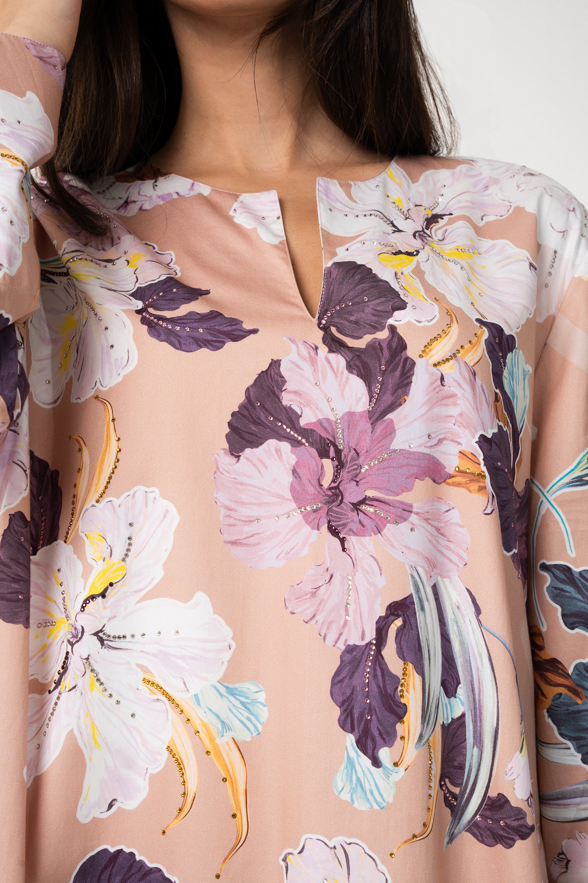Peach Italian Cotton Jalabia - House of Caftan