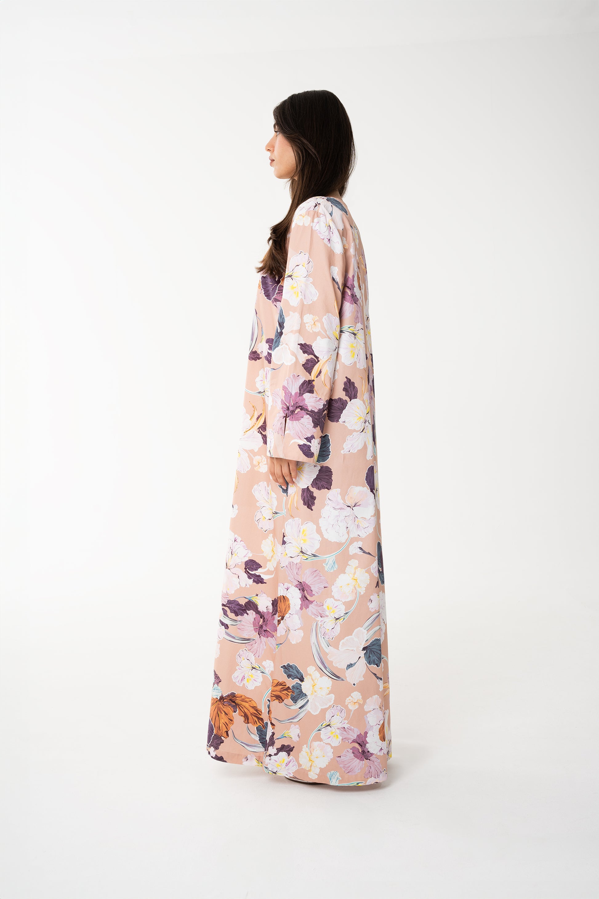 Peach Italian Cotton Jalabia - House of Caftan