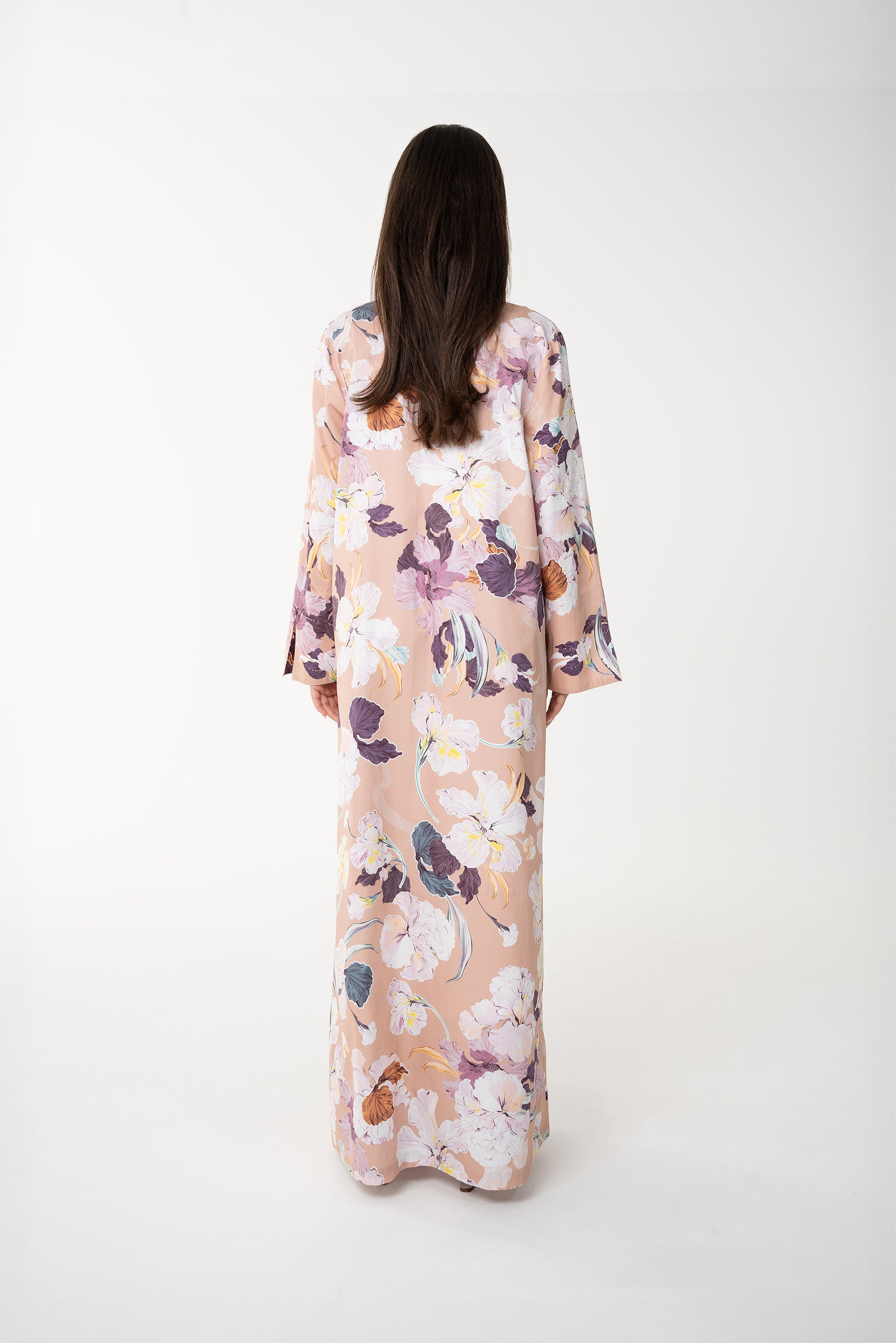 Peach Italian Cotton Jalabia - House of Caftan