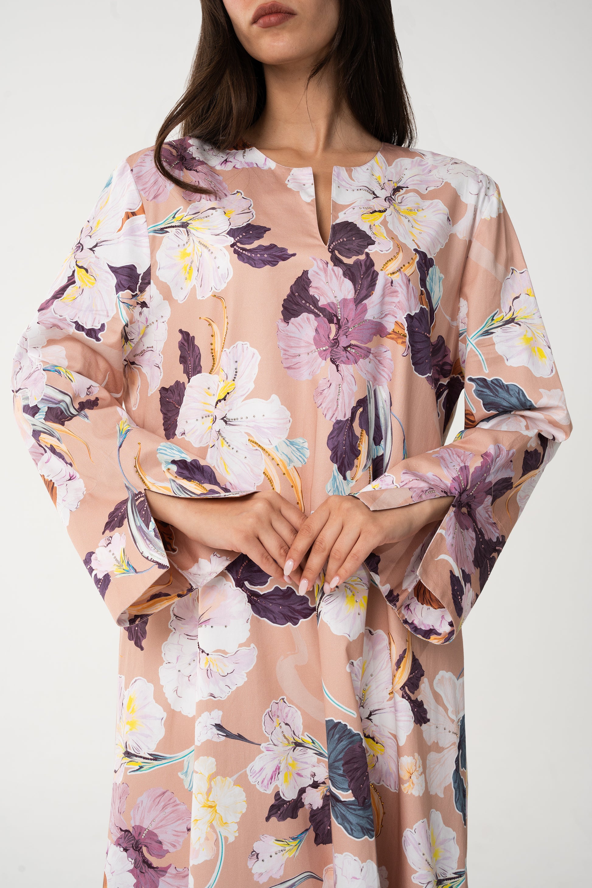 Peach Italian Cotton Jalabia - House of Caftan