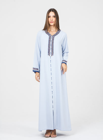 قفطان كريب باللون الأزرق البودري