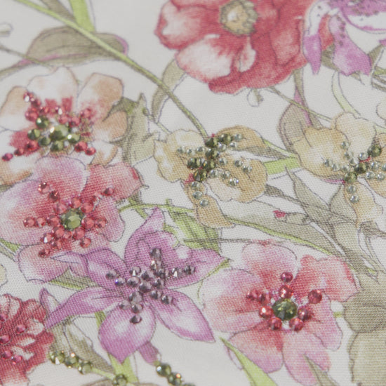 Ivory Garden Italian Satin Caftan with Floral European hotfix Embroidery – Handmade Limited Edition