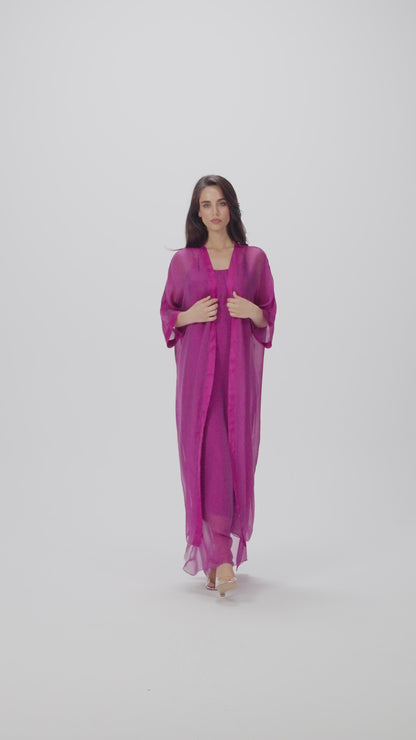 قفطان إيطالي من الحرير القطني باللونين الأسود والأبيض (مجموعة رمضان)