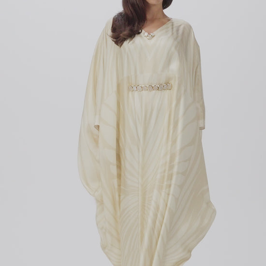 Ivory Glow Roberto Cavalli Original Italian Twill Silk Caftan