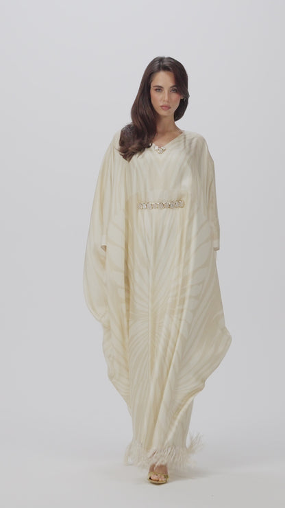 Ivory Glow Roberto Cavalli Original Italian Twill Silk Caftan