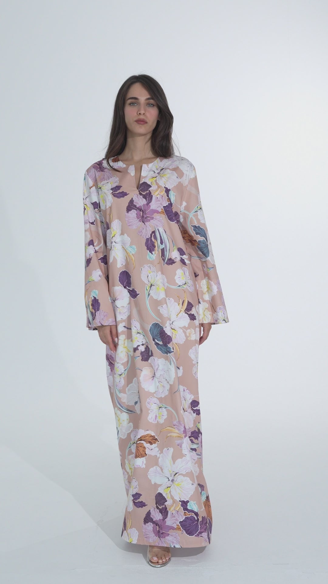 Peach Italian Cotton Caftan - House of Caftan