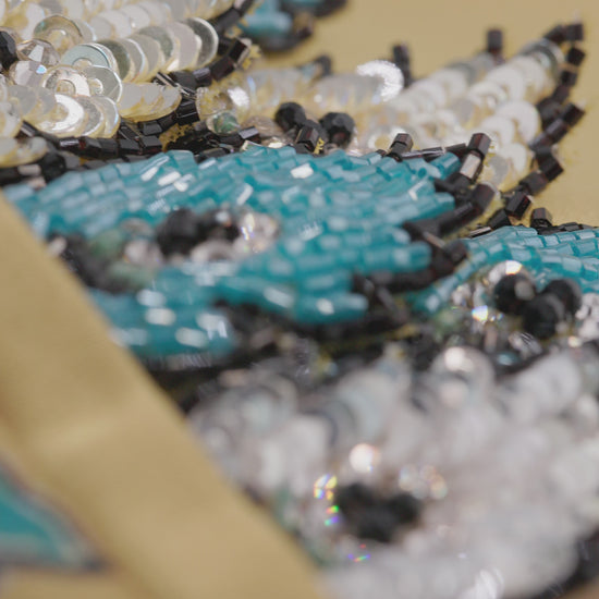 Golden Mirage Italian Twill Caftan with 3D Embroidered Cuffs and European hotfix – Handmade Limited Edition 2