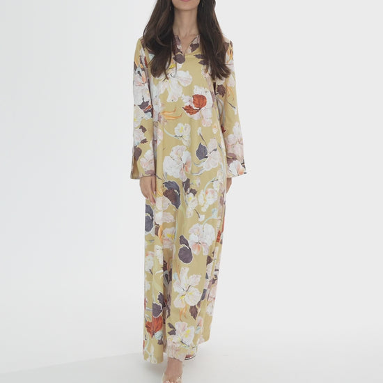 Yellow Italian Cotton Caftan - House of Caftan