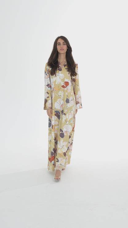 Yellow Italian Cotton Caftan - House of Caftan