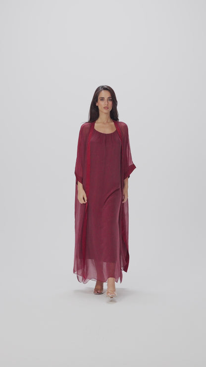 قفطان إيطالي من الحرير القطني باللونين الأسود والأبيض (مجموعة رمضان)