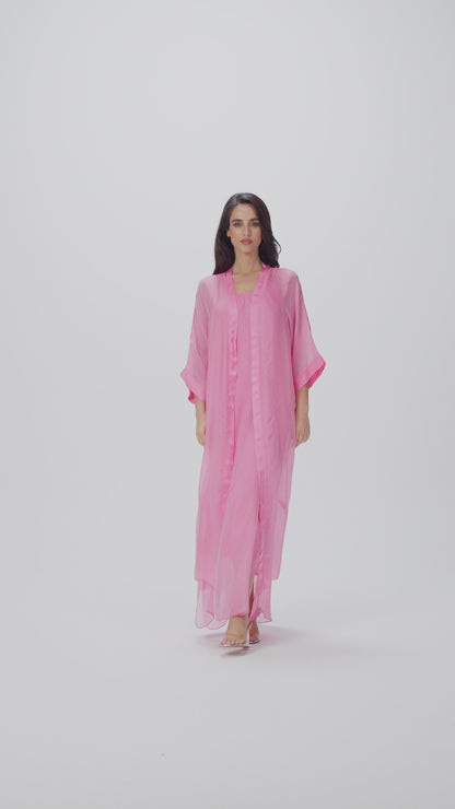 قفطان إيطالي من الحرير القطني باللونين الأسود والأبيض (مجموعة رمضان)