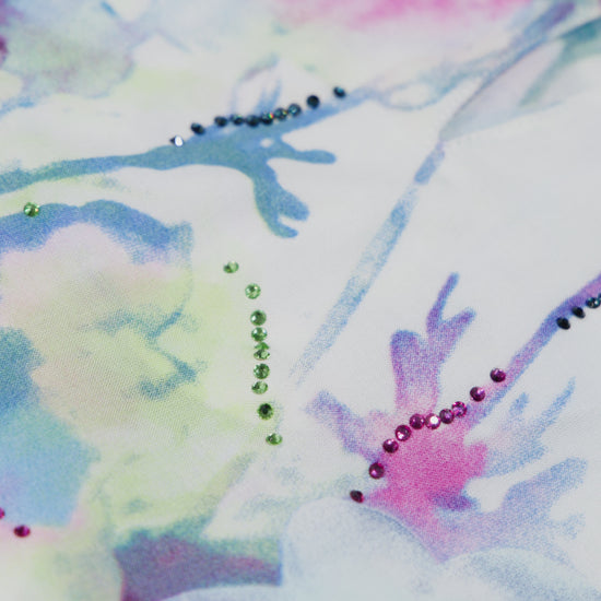 Watercolor Bloom Italian Viscose Satin Caftan with European hotfix - Handmade Limited Edition 2