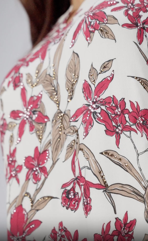 Burgundy Orchid Italian Satin Caftan with Fine Beaded Detailing
