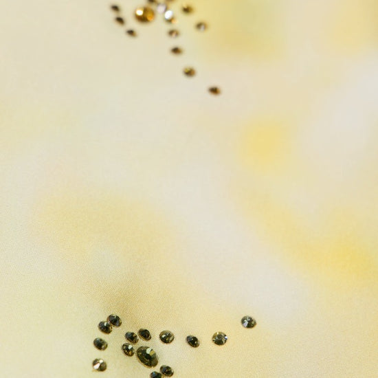 PINKO Italian Viscose Satin Original Bright Gold Splash Caftan with European hotfix - Handmade Limited Edition 2