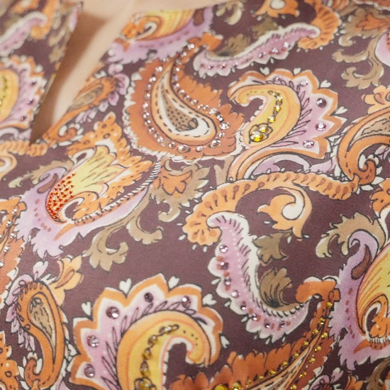 Royal Paisley Caftan in Italian Satin Fine Bead Embroidery