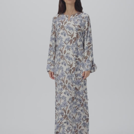 Azure Bloom Italian Viscose Satin Caftan
