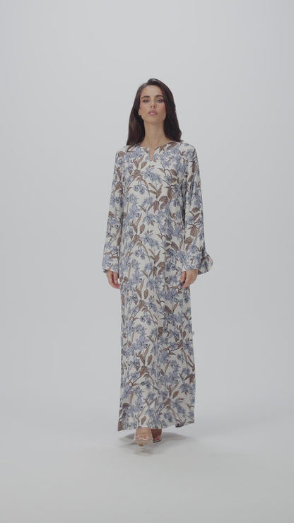 Azure Bloom Italian Viscose Satin Caftan