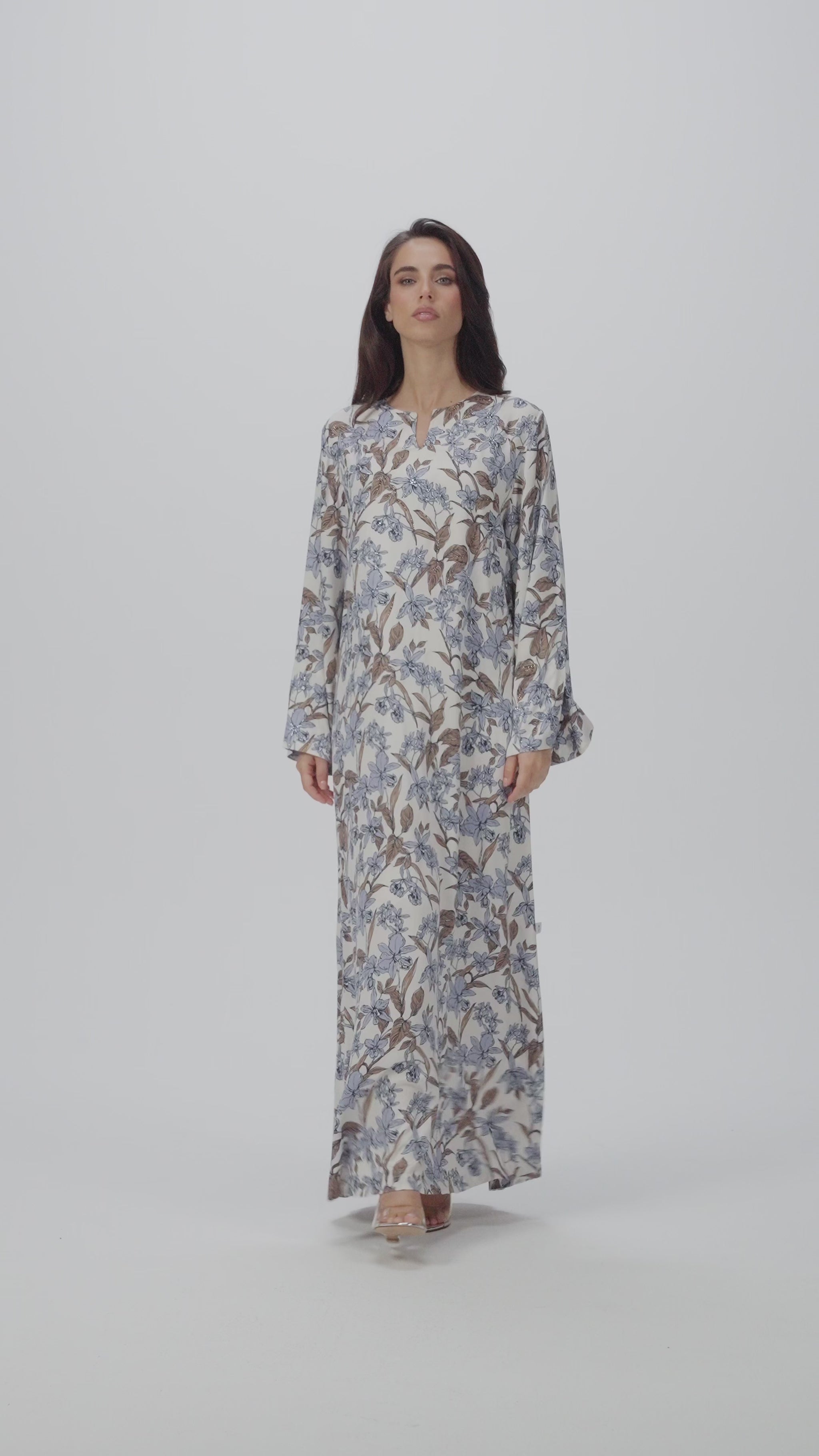 Azure Bloom Italian Viscose Satin Caftan