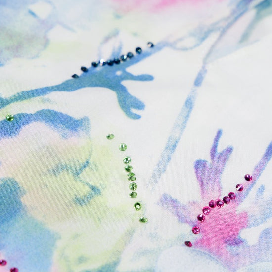 Watercolor Bloom Italian Viscose Satin Caftan with European hotfix - Handmade Limited Edition 2