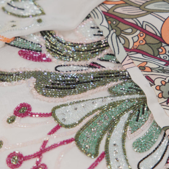 Autumn Ornament Italian Viscose Satin Caftan with Embroidery – Handmade Limited Edition