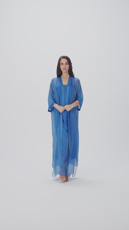 قفطان إيطالي من الحرير القطني باللونين الأسود والأبيض (مجموعة رمضان)