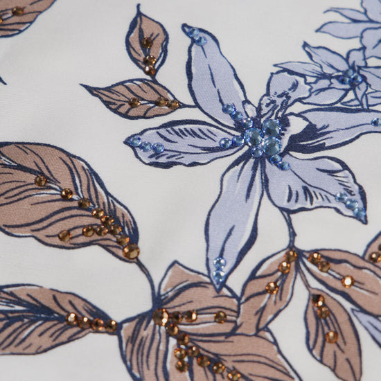 Azure Bloom Italian Viscose Satin Caftan with European hotfix - Handmade Limited Edition