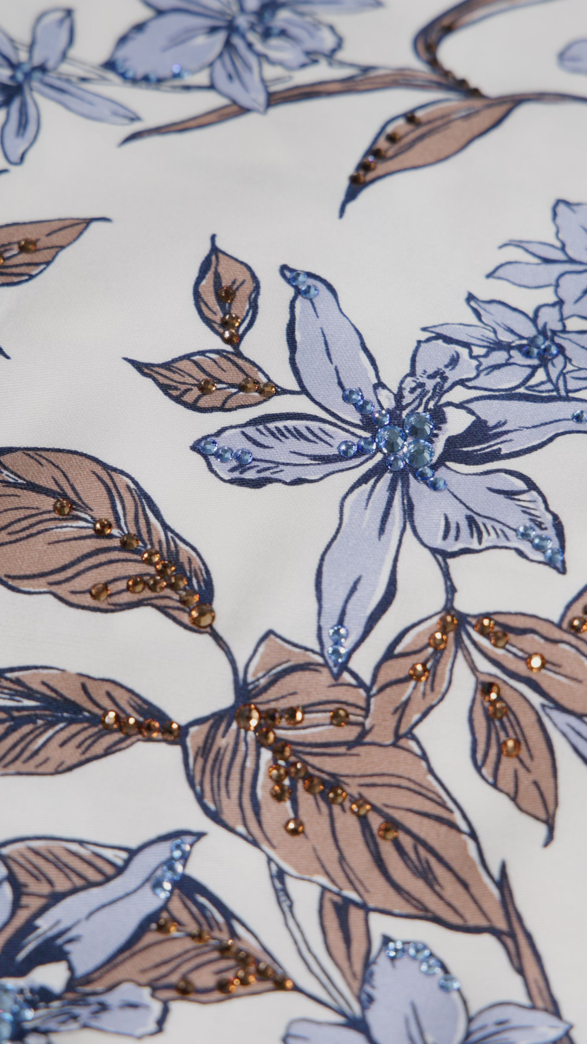 Azure Bloom Italian Viscose Satin Caftan with European hotfix - Handmade Limited Edition