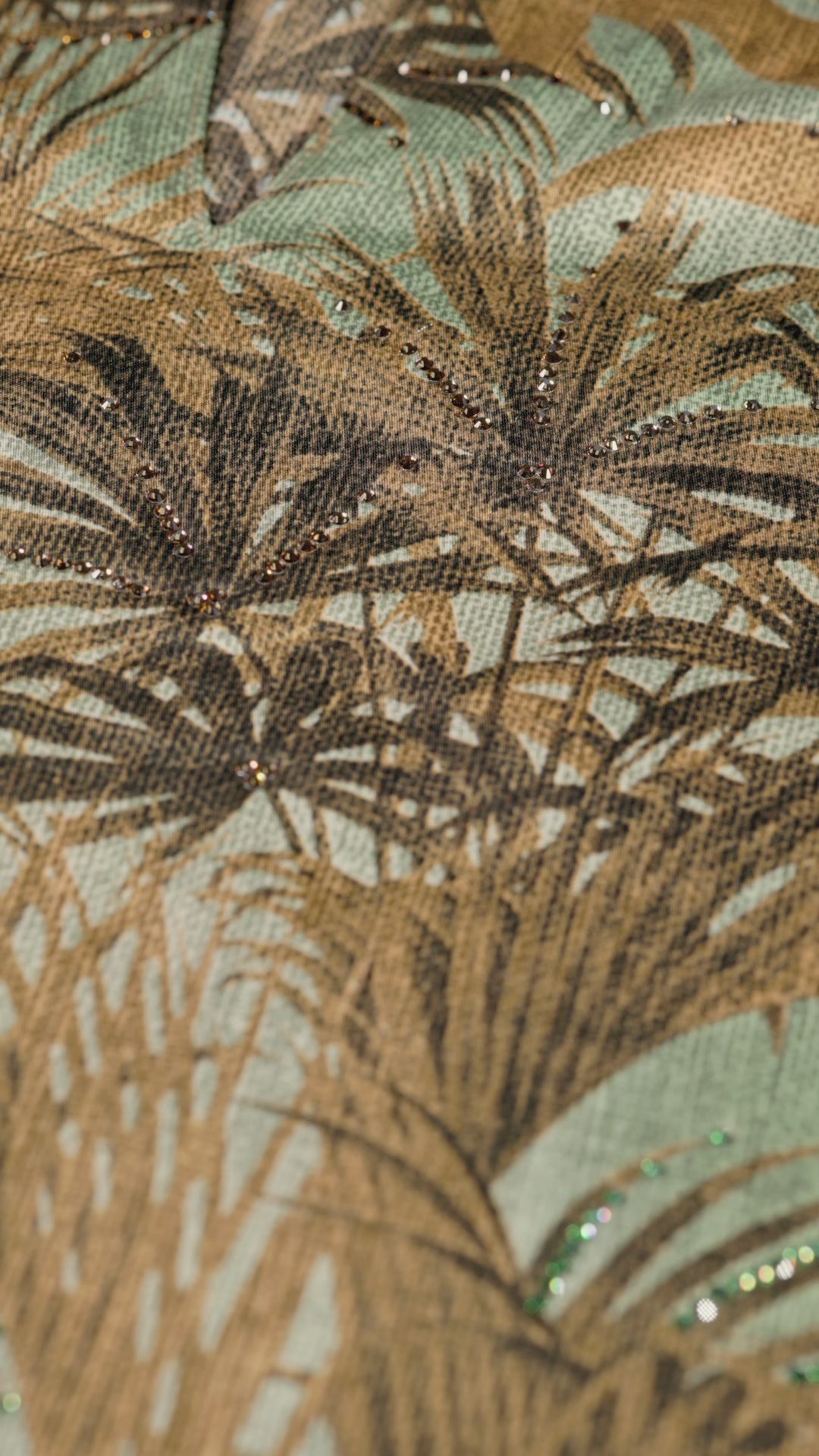 Mustard with Palm Print Caftan - House of Caftan