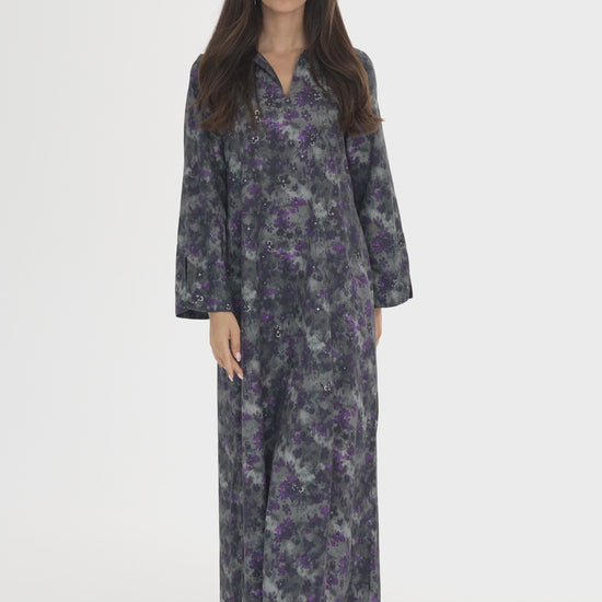 Grey Italian Cotton Caftan - House of Caftan