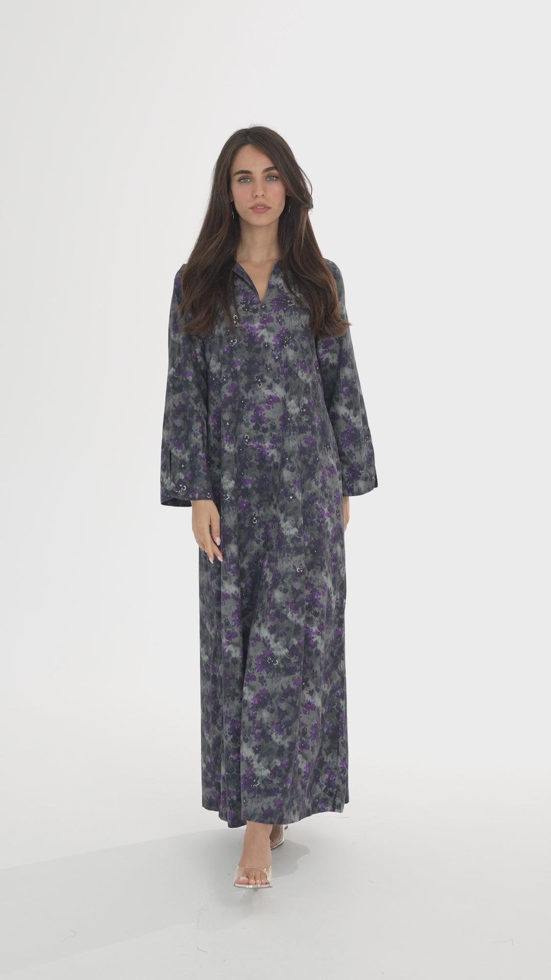 Grey Italian Cotton Caftan - House of Caftan