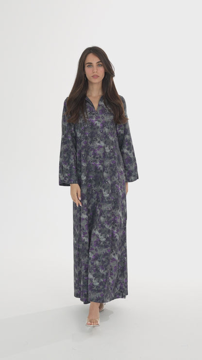 Grey Italian Cotton Caftan - House of Caftan