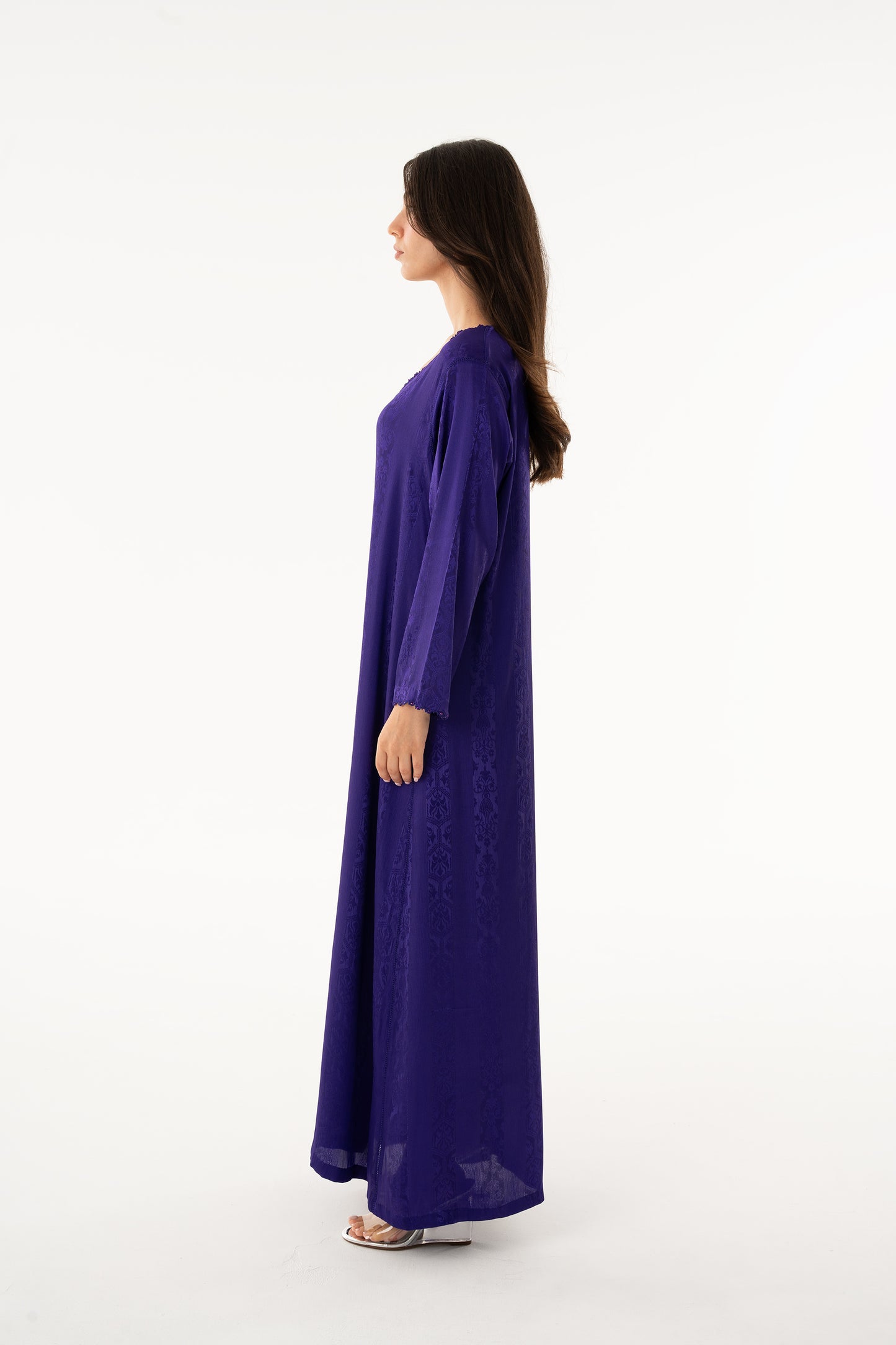 Royal Purple Handmade Caftan With Silver Beads - House of Caftan