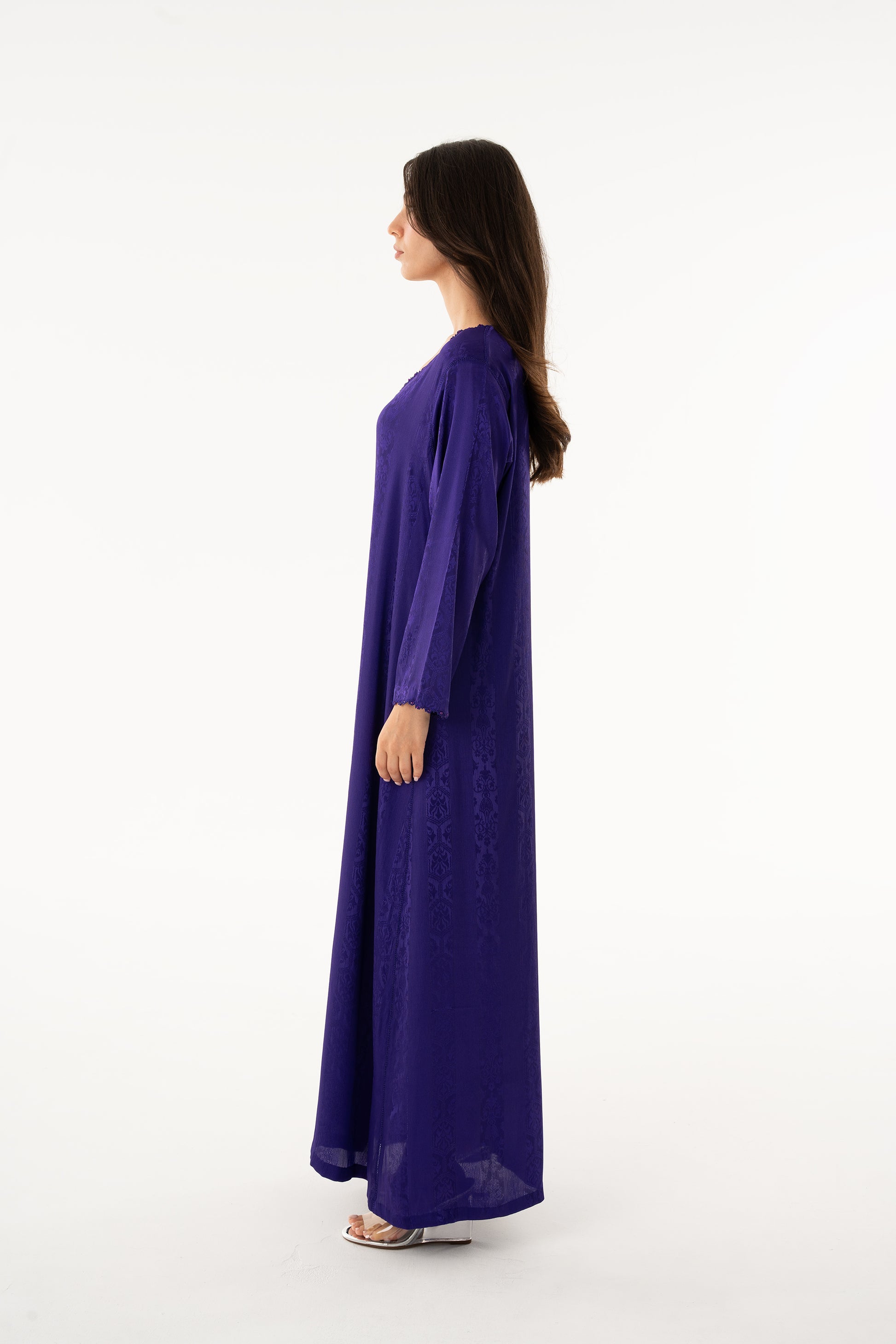 Royal Purple Handmade Caftan With Silver Beads - House of Caftan