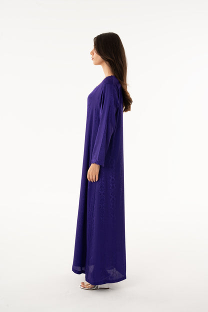 Royal Purple Handmade Caftan With Silver Beads - House of Caftan