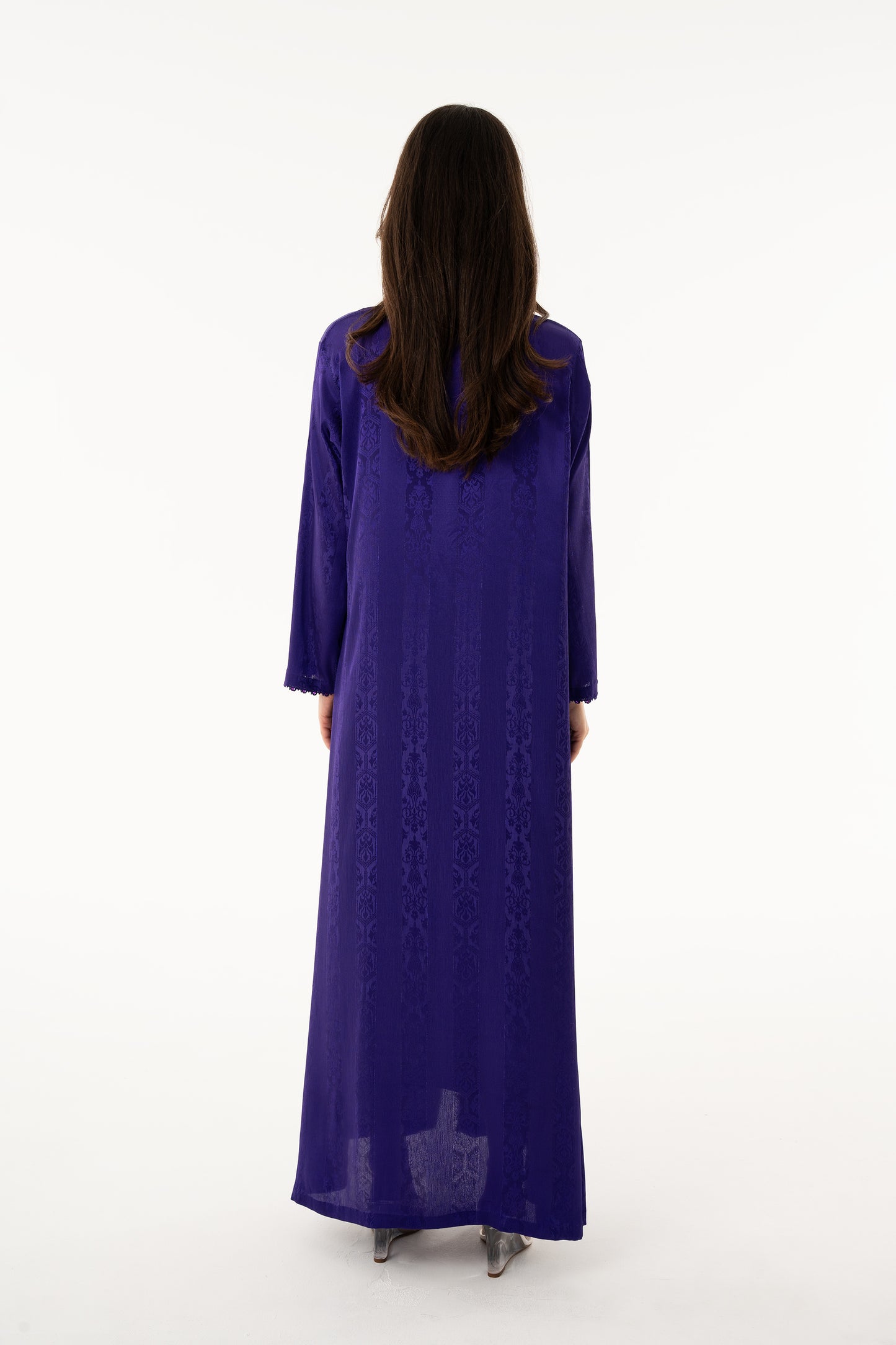 Royal Purple Handmade Caftan With Silver Beads - House of Caftan