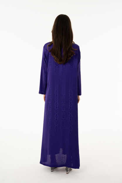 Royal Purple Handmade Caftan With Silver Beads - House of Caftan